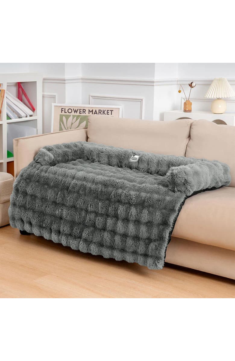 FunnyFuzzy Cozy Fluffy Sofa Seat Pad, Alternate, color, Grey