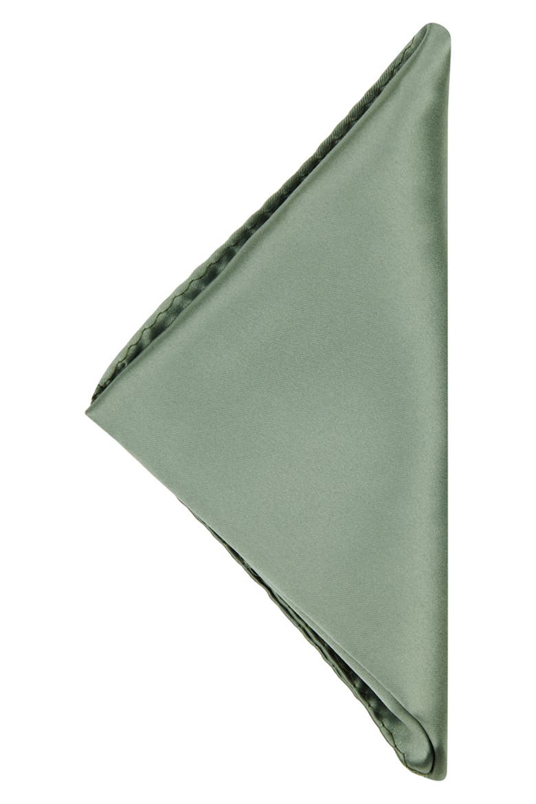 Men's Solid Satin Pocket Square, Alternate, color, SAGE