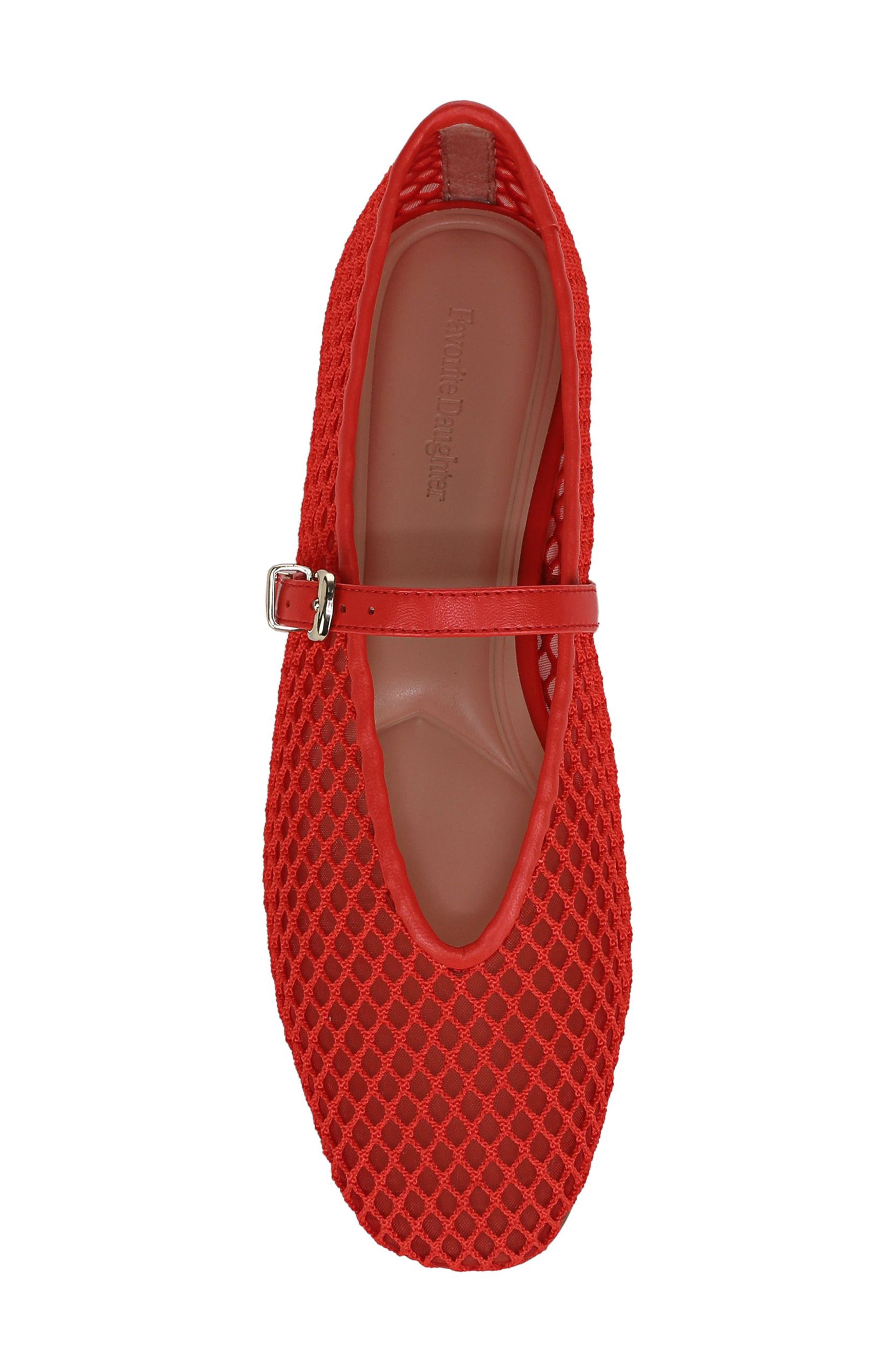 Margot Mesh Mary Jane Flat, Alternate, color, TOMATO