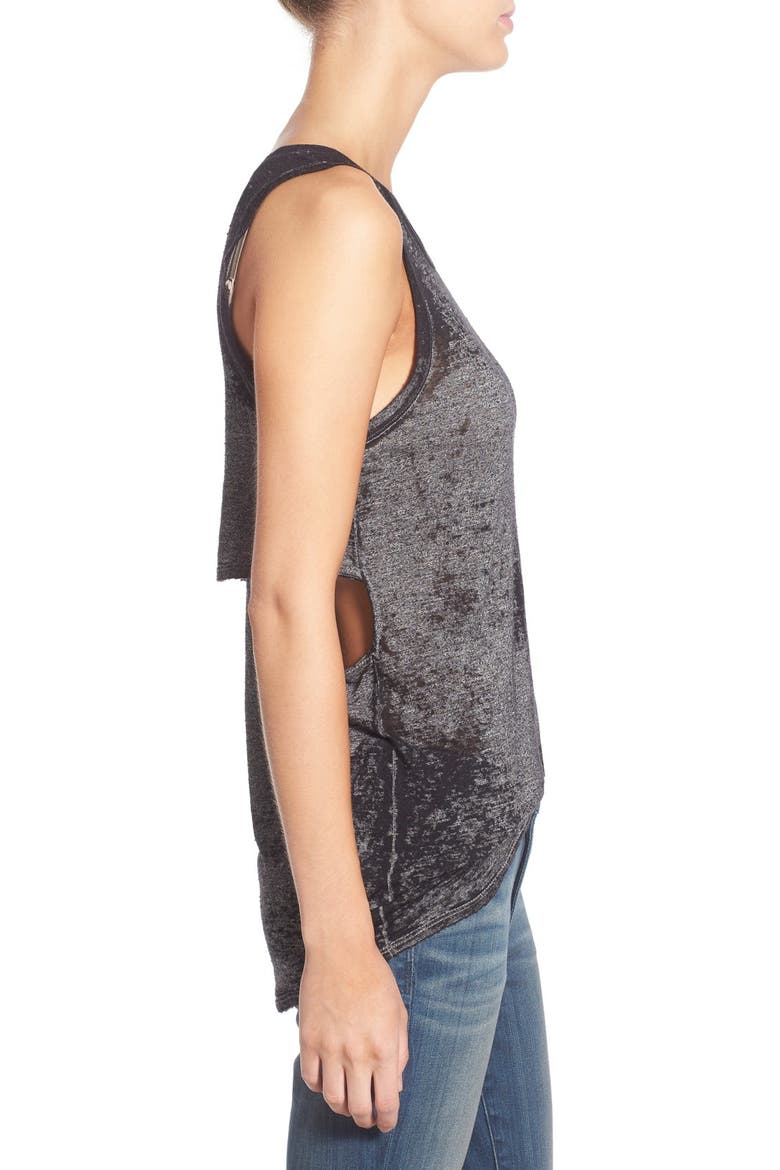 Treasure&Bond Cutout Detail Burnout Tank, Alternate, color, GREY CHARCOAL