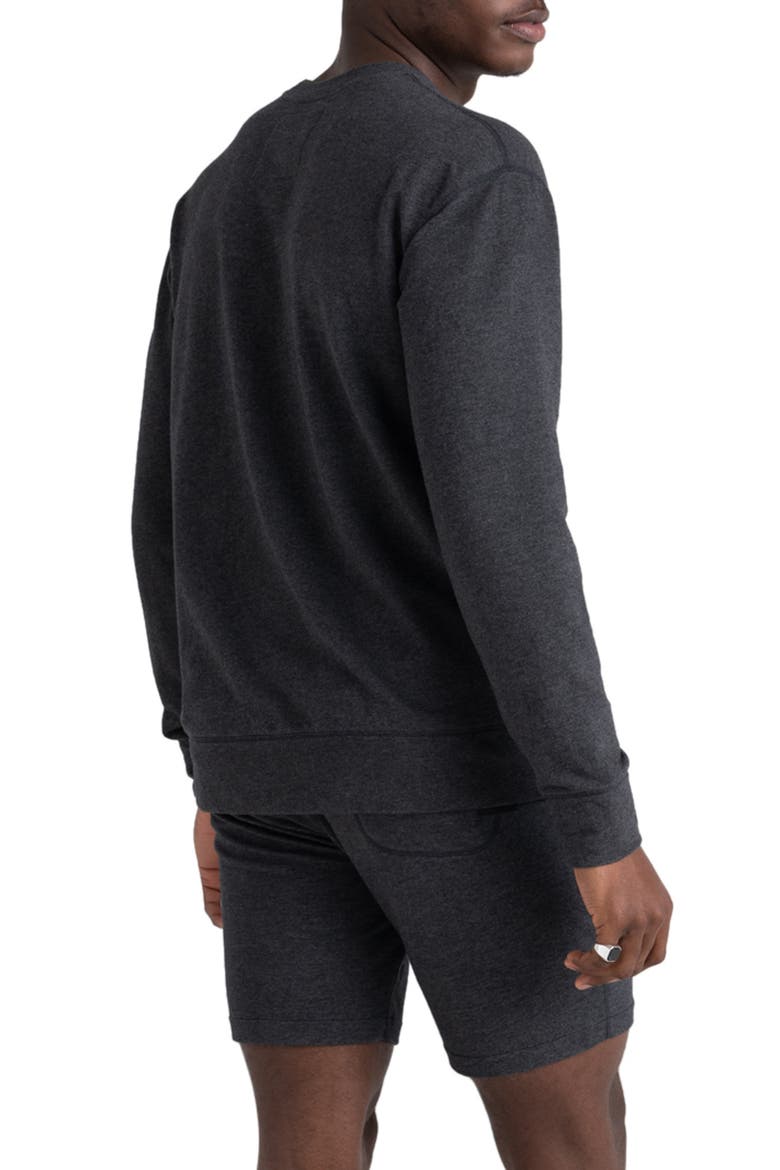 3Six Five Long Sleeve Crewneck Pajama Shirt, Alternate, color, BLACK HEATHER