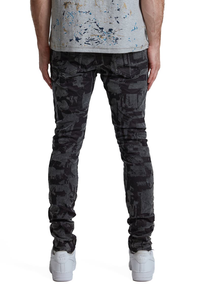 PURPLE BRAND Grunge Print Skinny Fit Stretch Jeans, Alternate, color, Black
