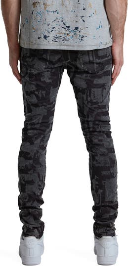Grunge Print Skinny Fit Stretch Jeans