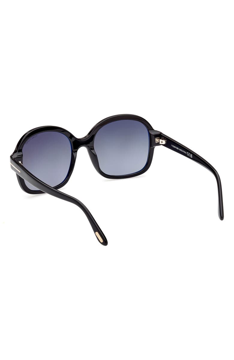 TOM FORD Hanley 57mm Gradient Butterfly Sunglasses, Alternate, color, Shiny Black / Gradient Smoke