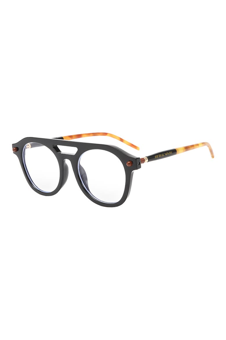 Dylan 50mm Square Blue Light Blocking Glasses, Alternate, color, BLACK/TORTE