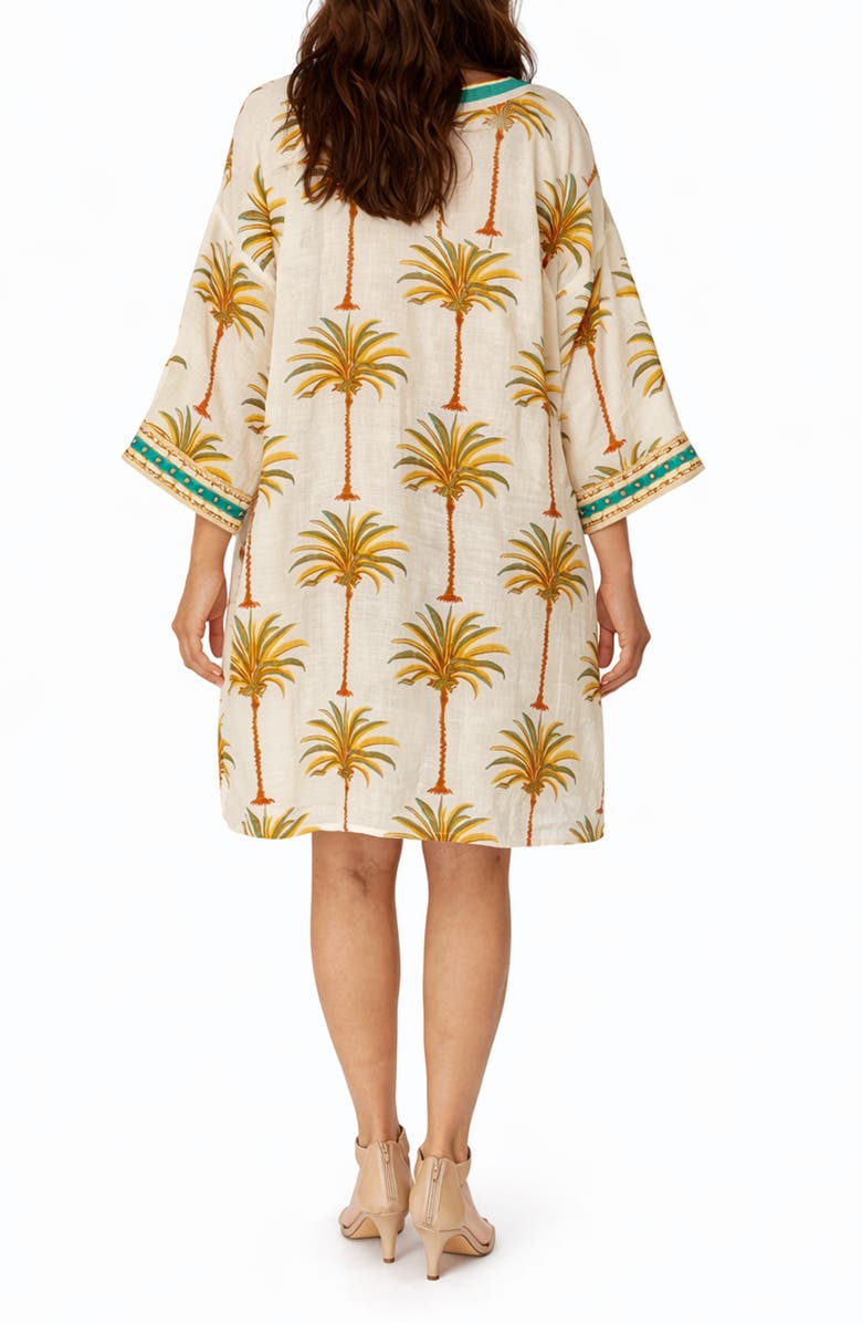 RANEES Palm Tree Print Cotton Poncho, Alternate, color, White