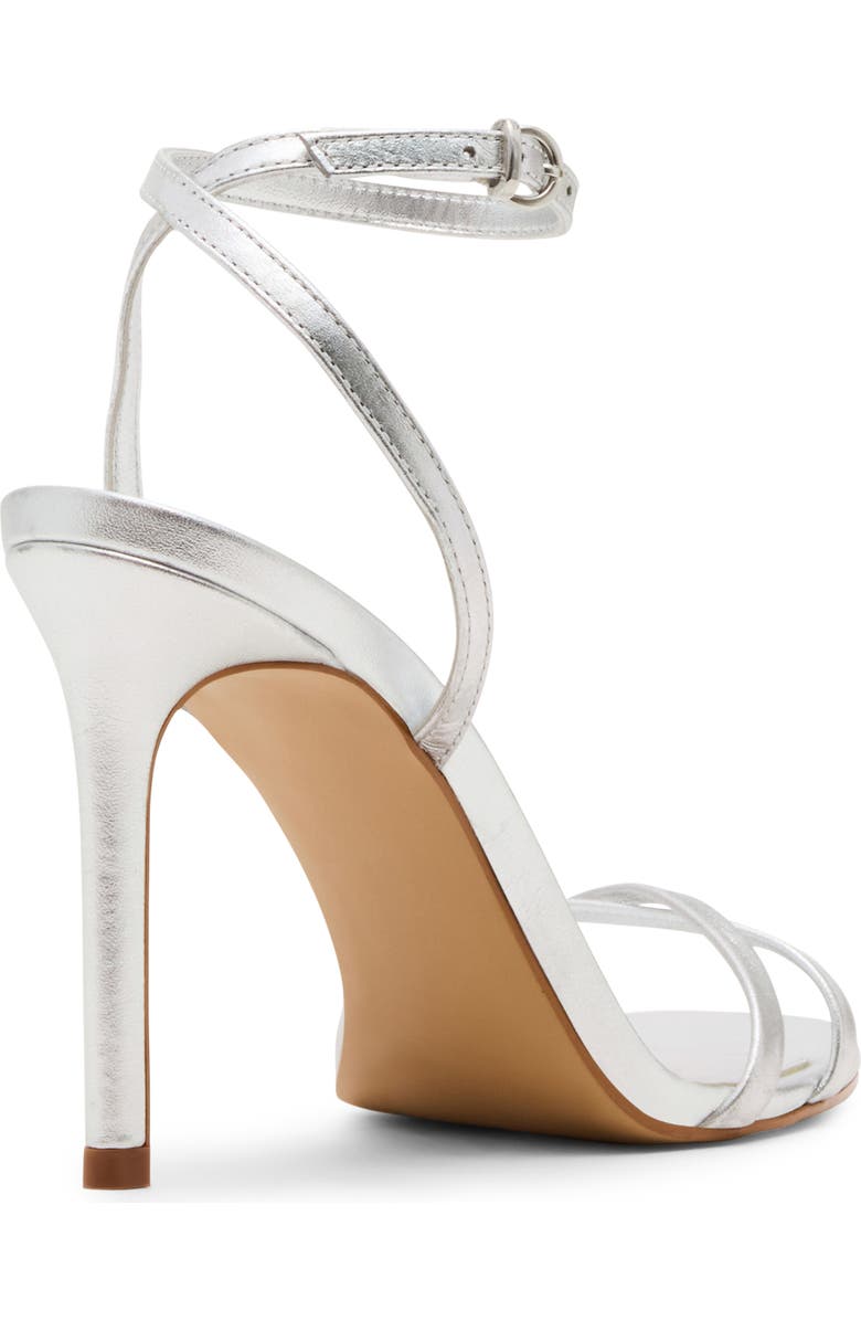 Steve Madden Ankle Strap Stiletto Sandal, Alternate, color, Silver Leather
