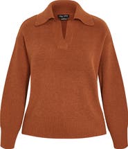 City Chic Opal Spread Collar Sweater