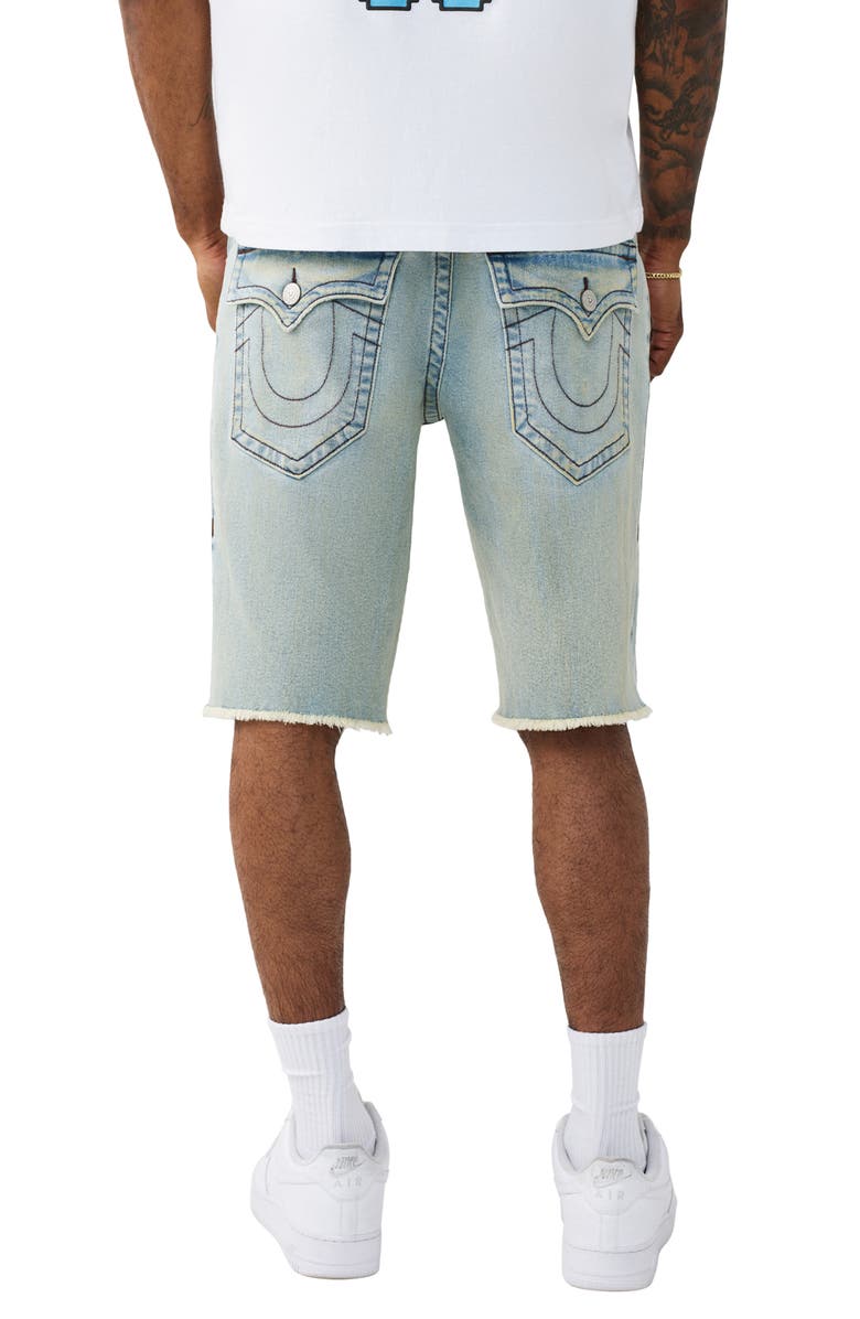 True Religion Ricky Frayed Straight Leg Denim Shorts, Alternate, color, Pollen Bleach Light Wash