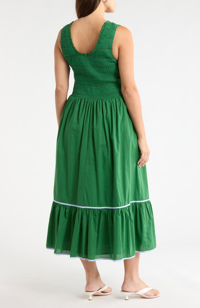 SUGARLIPS Jessy Smocked Sleeveless Midi Dress, Alternate, color, Emerald