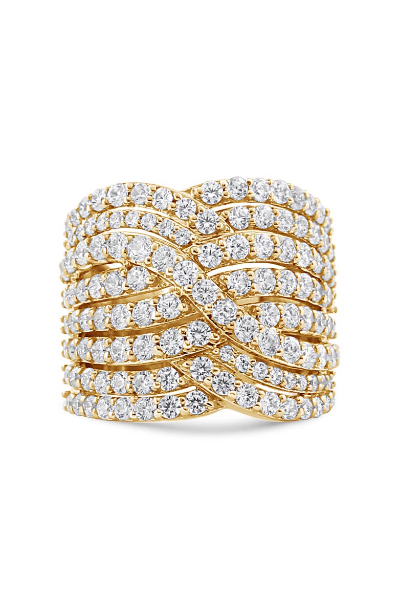 10K Gold 3.0 Cttw Diamond Bypass Crossover Statement Band Ring, Alternate, color, Yellow Gold