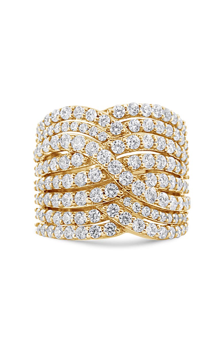 Haus of Brilliance 10K Gold 3.0 Cttw Diamond Bypass Crossover Statement Band Ring, Alternate, color, Yellow Gold