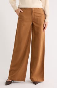 AG Stella Low Slung Palazzo Linen & Cotton Pants