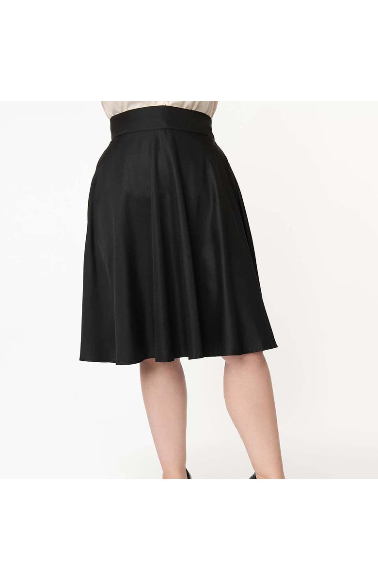 Unique Vintage Plus Size Retro Style High Waist Vivien Swing Skirt, Alternate, color, Black Solid