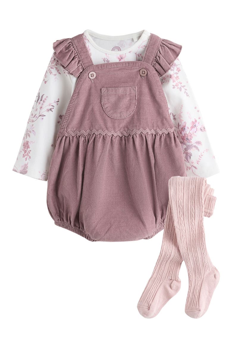 Corduroy Long Sleeve Bodysuit, Romper & Socks Set, Main, color, PINK