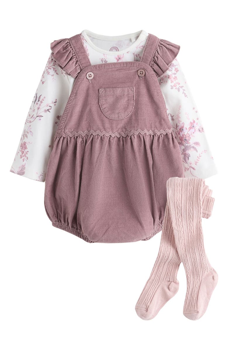 NEXT Corduroy Long Sleeve Bodysuit, Romper & Socks Set, Main, color, Pink