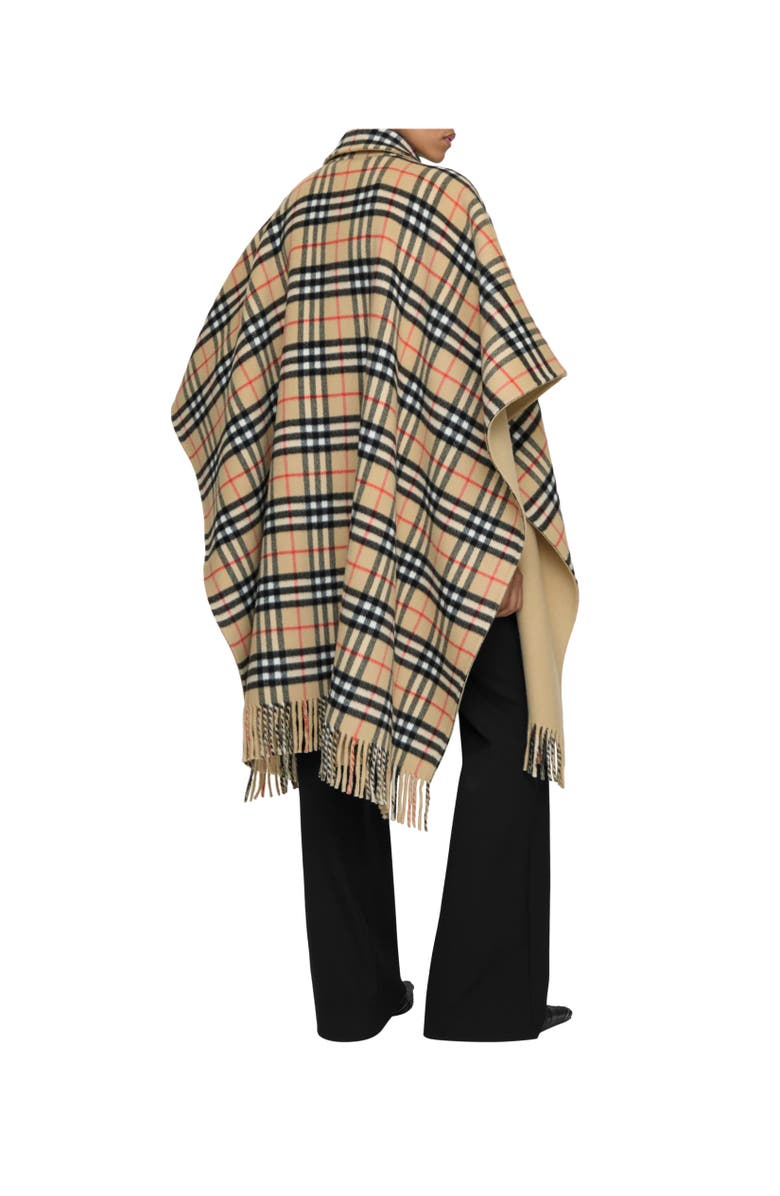 Burberry Reversible Check Wool Cape, Alternate, color, Sand Beige