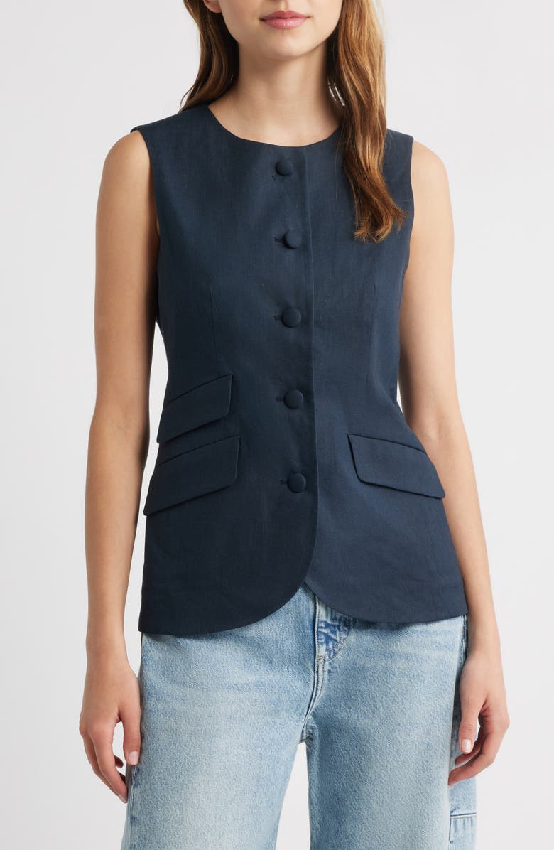 rag & bone Slade Linen Blend Vest, Main, color, Sal