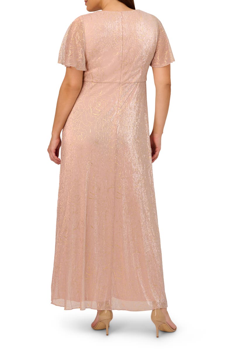 Adrianna Papell Metallic Mesh Drape Gown, Alternate, color,