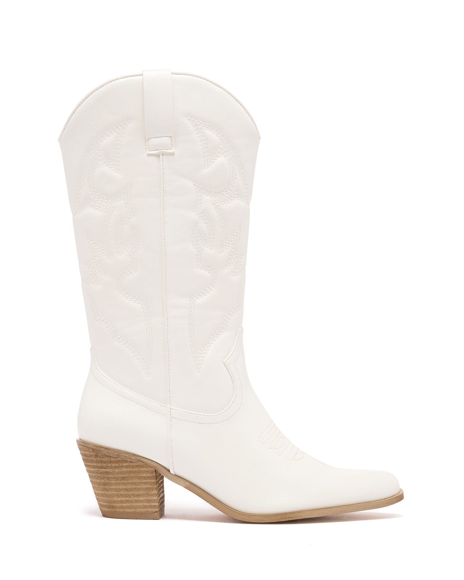 Clayton Pointed Toe Western Boot, Alternate, color, IVORY PU