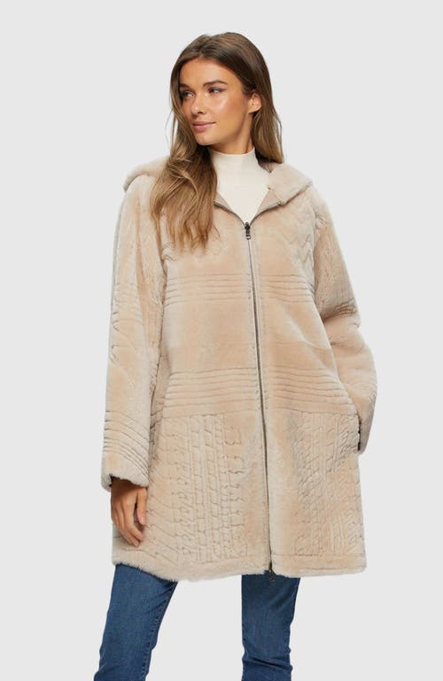 Gorski Reversible Shearling Parka With Pattern In Brown