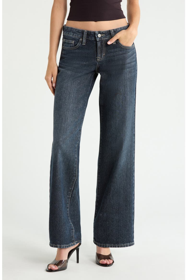 Zoe Low Rise Wide Leg Sparkly Jeans, Main, color, DARK INDIGO