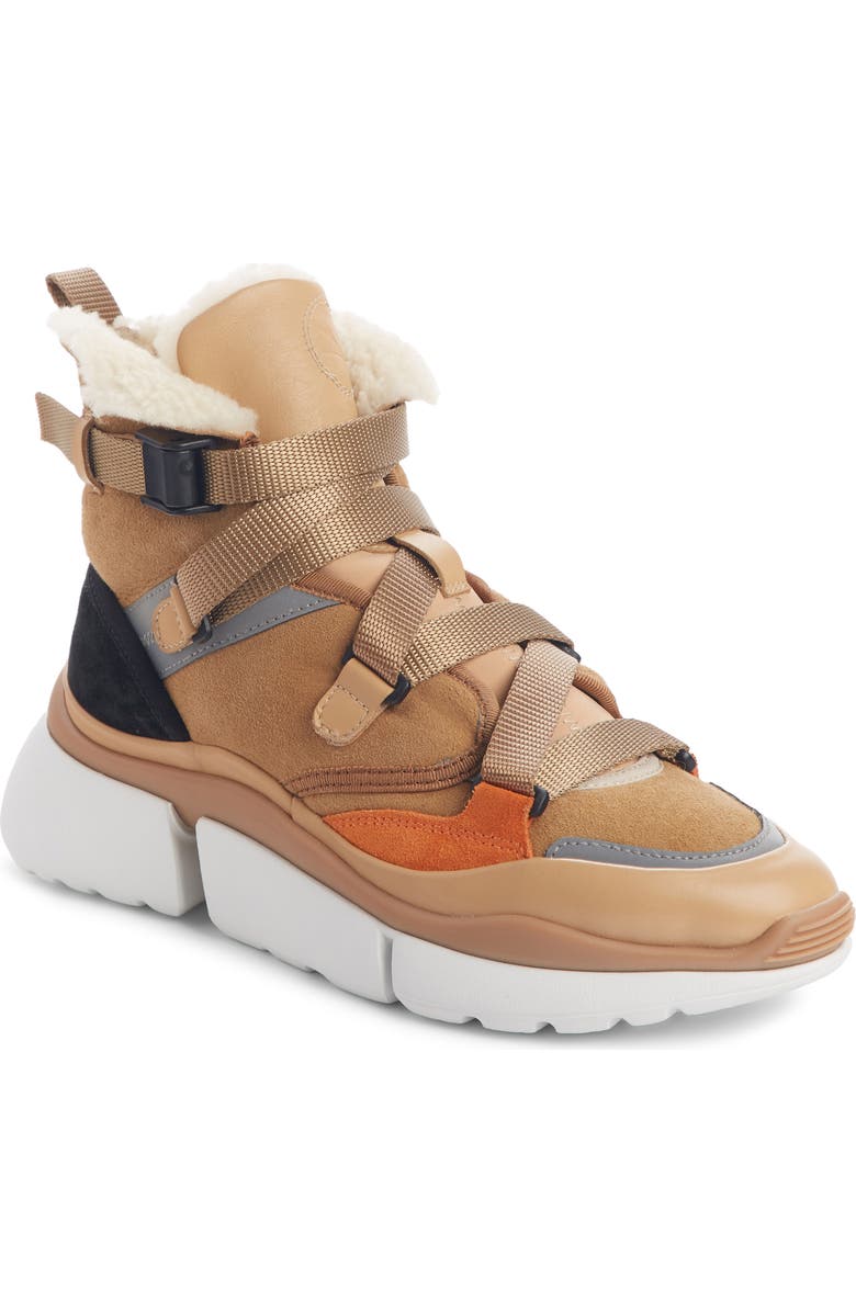 Chloé Sonnie Genuine Shearling High-Top Sneaker, Main, color,