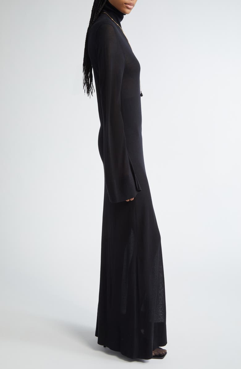 TOTEME Slit Long Sleeve Jersey Dress, Alternate, color, Black