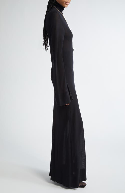 Totême Toteme Slit Long Sleeve Jersey Dress In Black