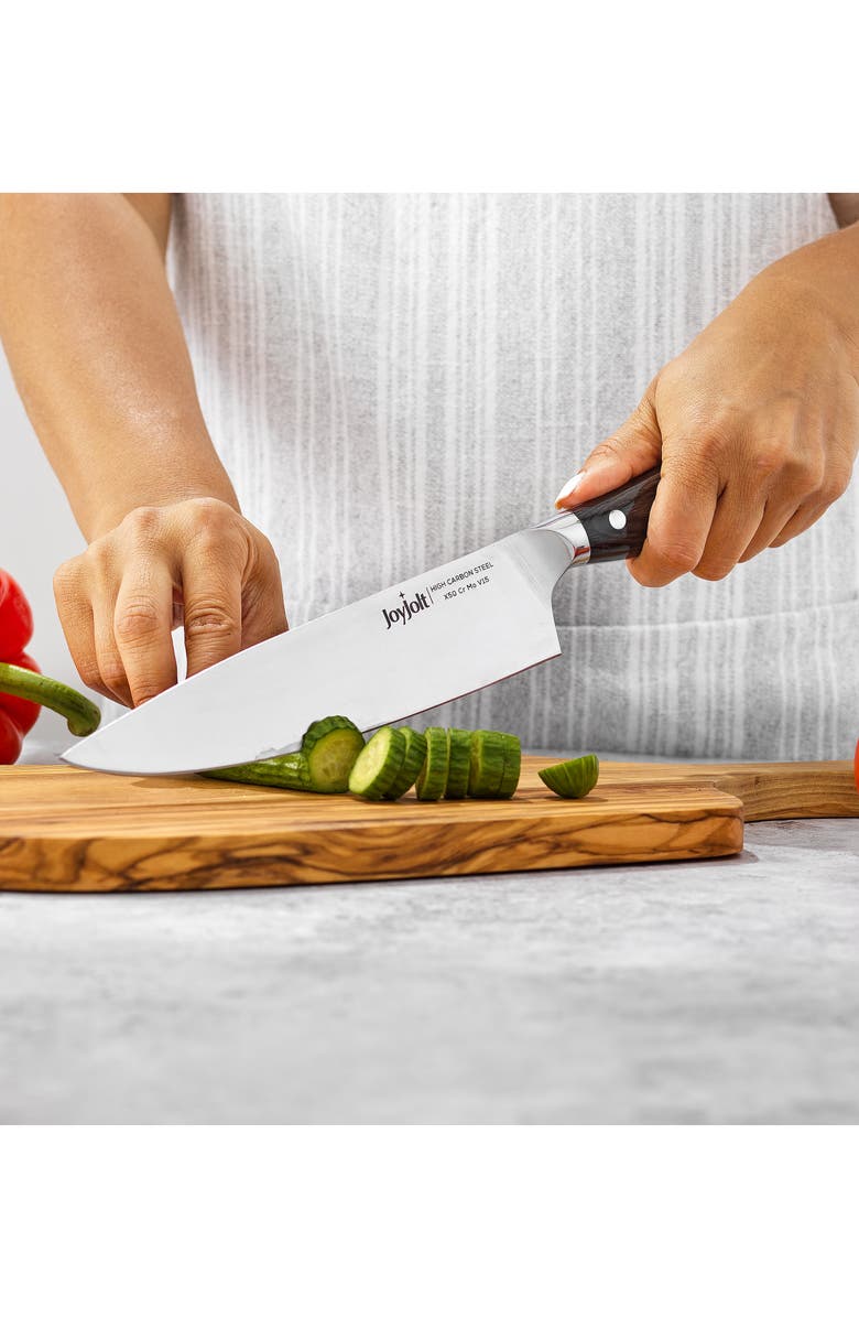 JoyJolt 8" Stainless Steel Chef Knife, Alternate, color, Silver/ Black