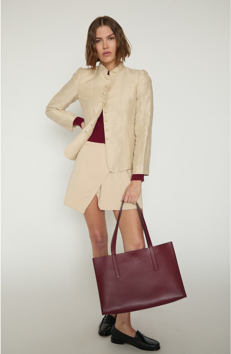 HYER GOODS Luxe Doubleface Leather Laptop Tote Bag, Alternate, color, Burgundy