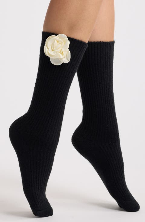 Rose Wool Blend Crew Socks