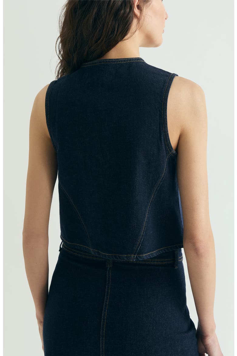 Cropped Denim Vest, Alternate, color, DarkIndigo