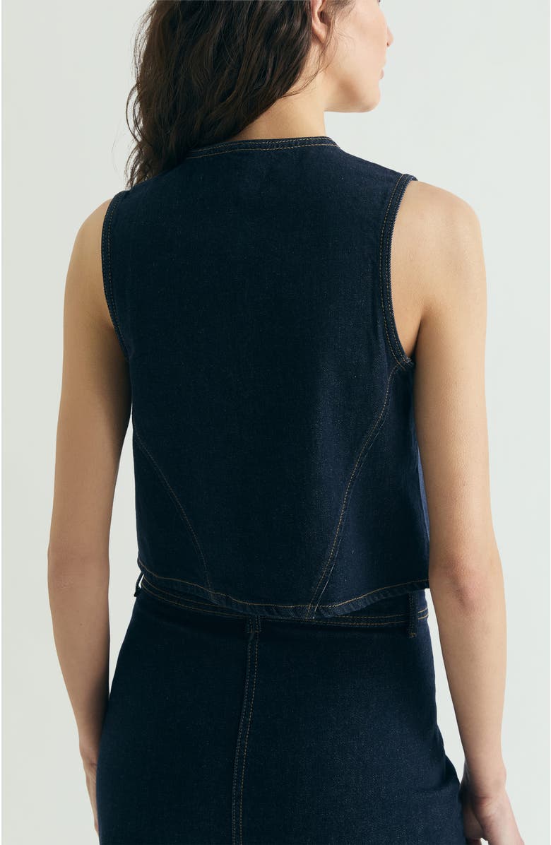 Scalpers Cropped Denim Vest, Alternate, color, Darkindigo
