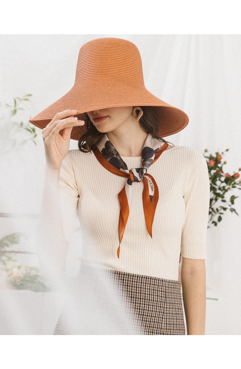 Lost Pattern NYC "Noir Floral" Silk Diamond Neckerchief, Alternate, color, Orange