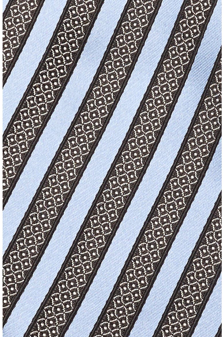 Stripe Silk & Cotton Tie, Alternate, color, BROWN BLUESTRIPE