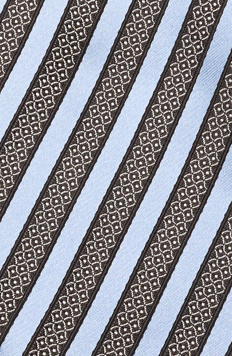 ZEGNA TIES Stripe Silk & Cotton Tie, Alternate, color, Brown Bluestripe