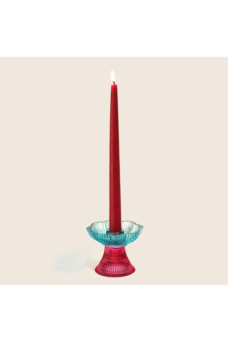 Glass Floral Type Candle Holder and Decorative Object 3 Pcs Set, Alternate, color, Multicolor