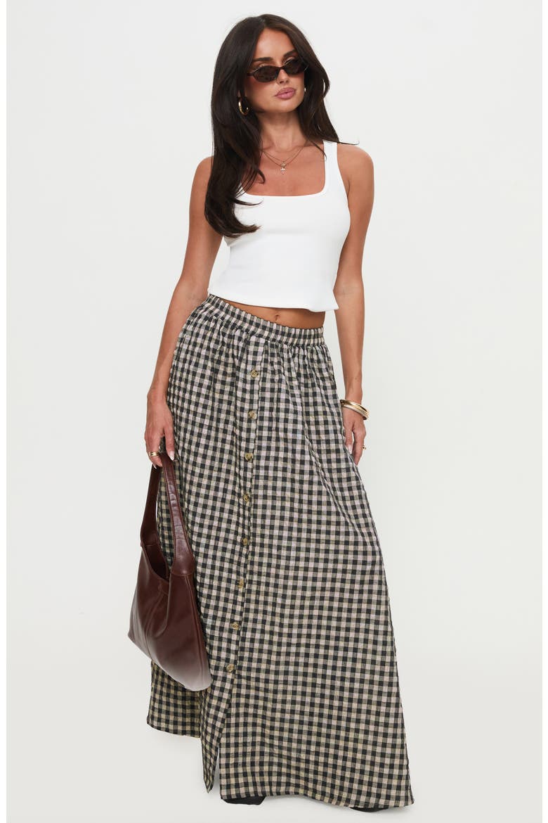 Cartmel Check Maxi Skirt, Alternate, color, BLACK / CREAM