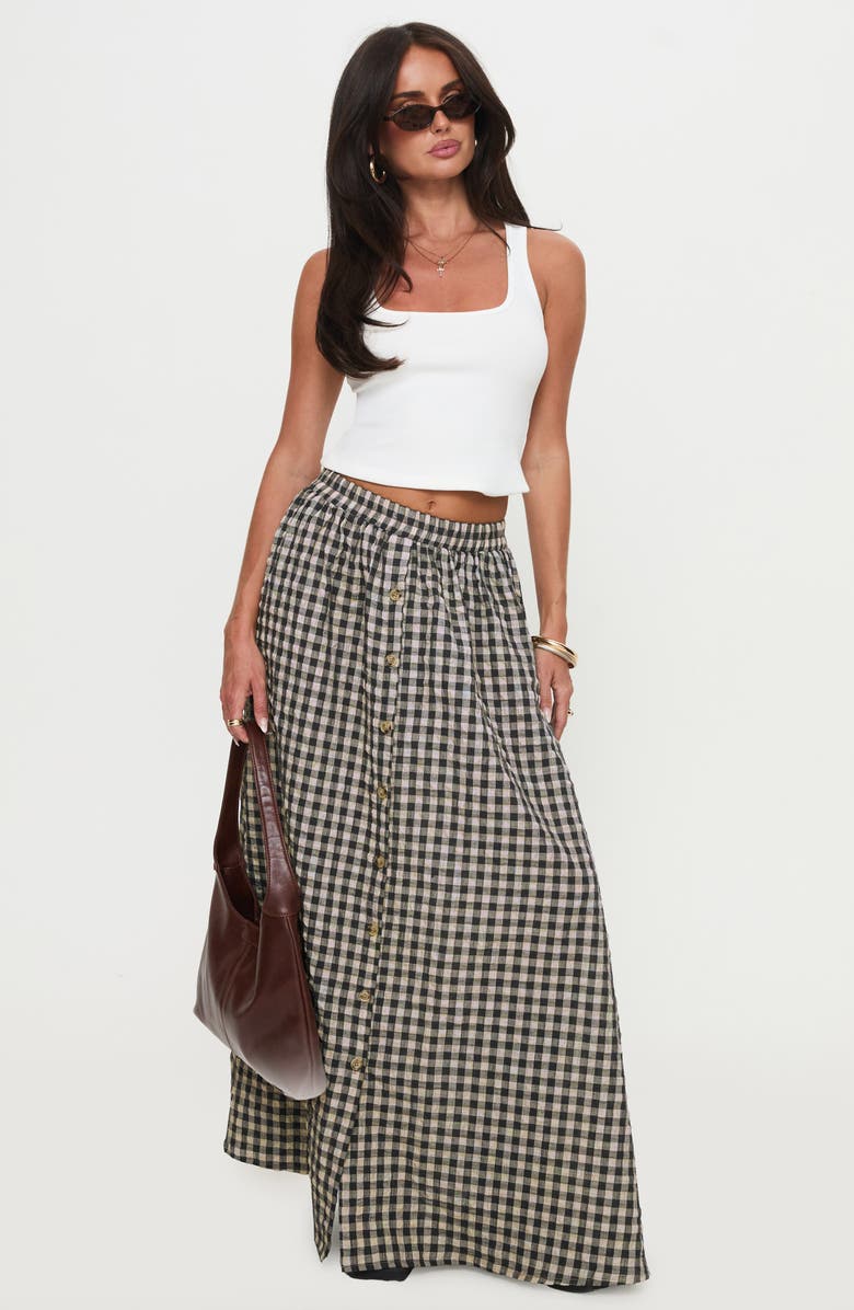 Princess Polly Cartmel Check Maxi Skirt, Alternate, color, Black / Cream