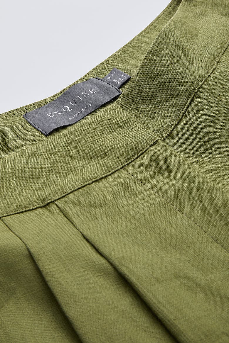 Owen Pocket Zipper Culotte Linen Pants, Alternate, color, Khaki