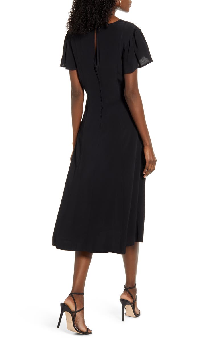Row A Button Front Flutter Sleeve Midi Dress, Alternate, color, 