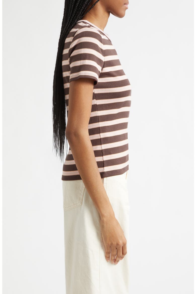 Pruitt Stripe Rib T-Shirt, Alternate, color, BROWN STRIPE