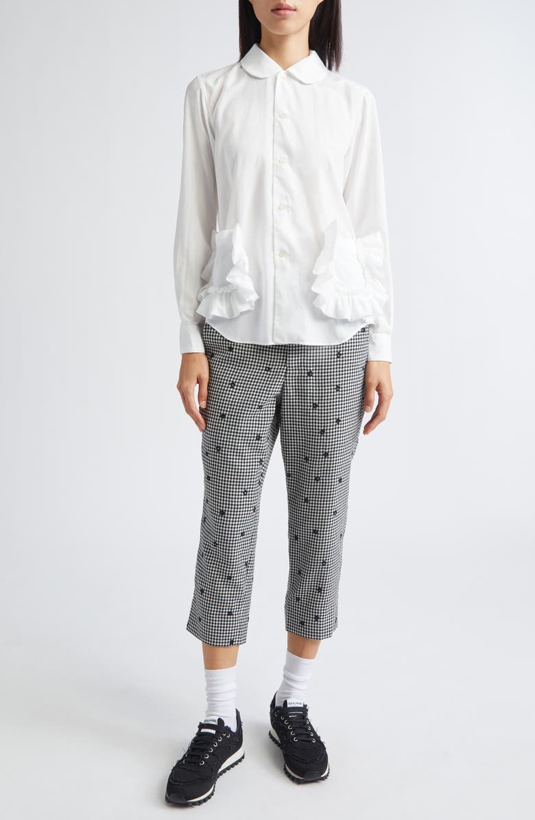 Comme des Garçons Girl Ruffle Pocket Broadcloth Button-Up Shirt, Alternate, color, White