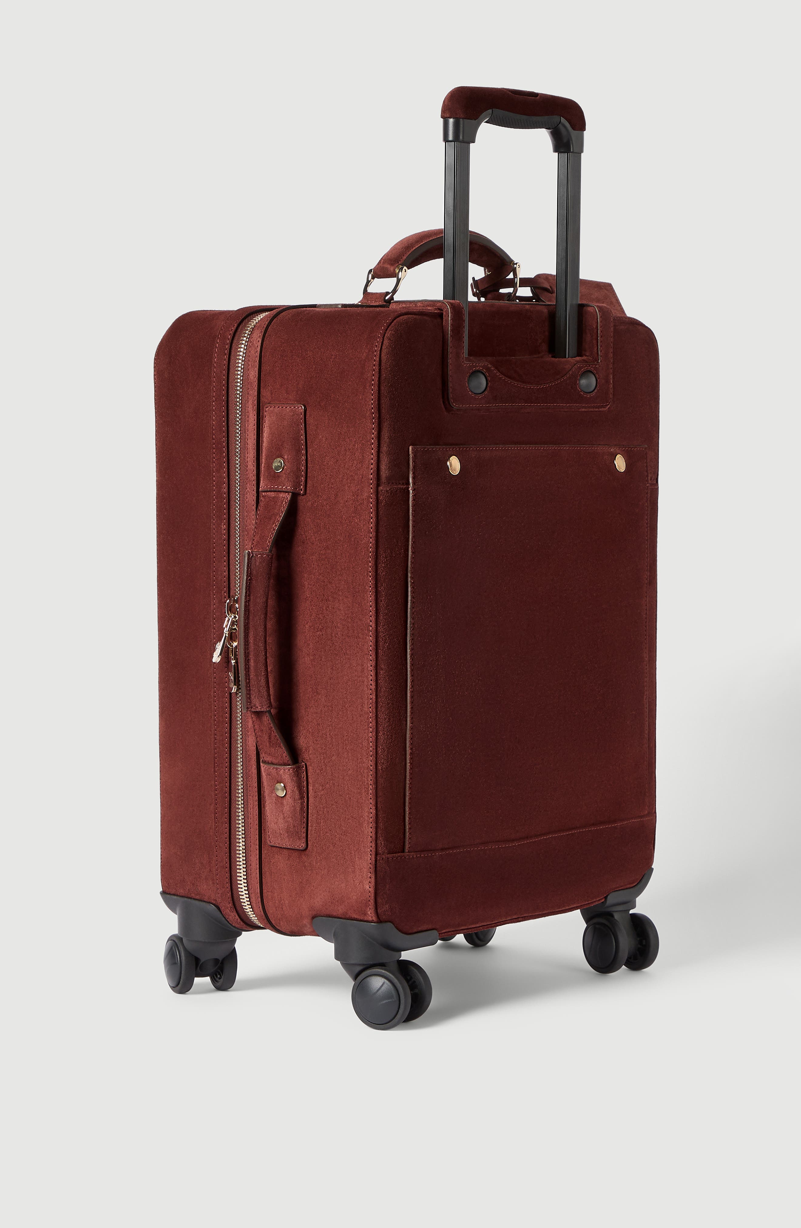 Suede suitcase, Alternate, color, Burgundy