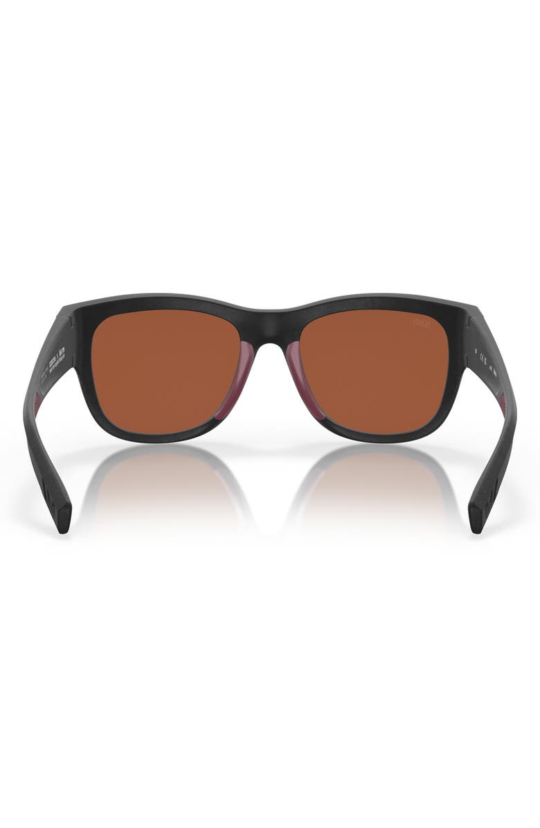 Costa Del Mar Caleta 55mm Mirrored Polarized Square Sunglasses, Alternate, color, Black/ Green Mirror