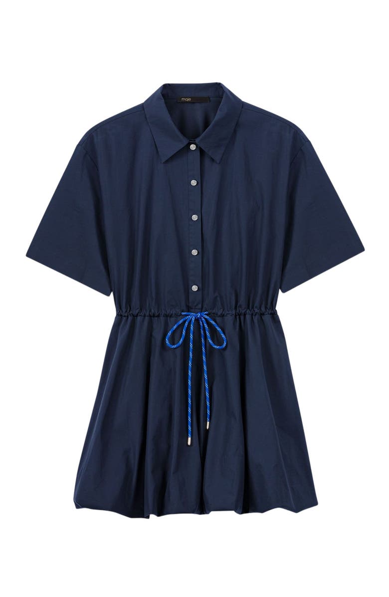 maje Short-sleeved cotton bubble dress, Alternate, color, Navy