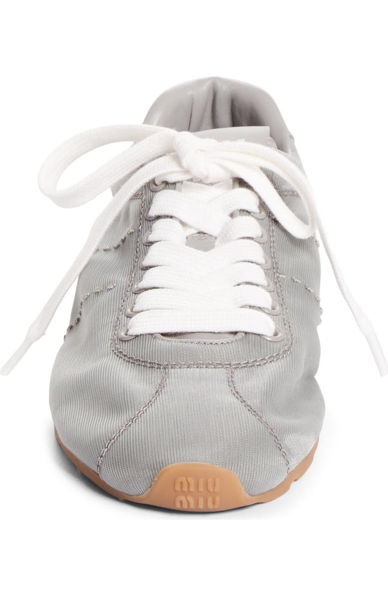 Miu Miu Plume Mesh Sneaker, Alternate, color, Alluminio