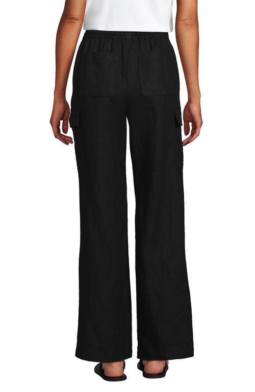 Lands' End Linen High Rise Elastic Back Wide Leg Cargo Pants