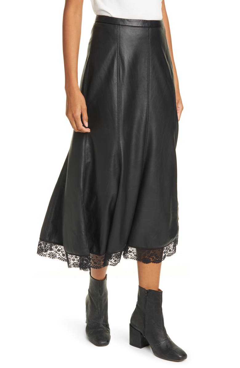 Free People Film Noir Faux Leather Skirt, Main, color,